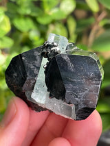 Black Tourmaline Specimen with Aquamarine and Hyalite Opal from Erongo Mountain, Erongo Region, Namibia