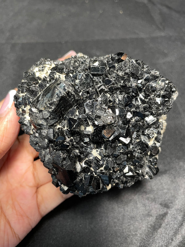 Black Tourmaline with Smoky Quartz Crystal from Erongo Mountain, Erongo Region, Namibia