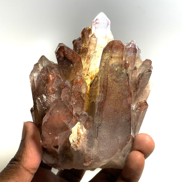 Ishuko Red Phantom Quartz Cluster, Hematite included Quartz from the Northern Province of Zambia