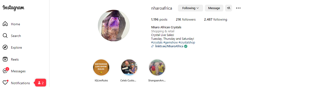 We do live sales on Instagram @nharoafrica