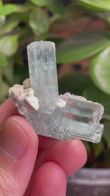 Aquamarine Specimen Cluster on Feldspar with Hyalite opal from Erongo Mountain, Erongo Region, Namibia