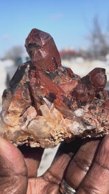 Ishuko Red Phantom Hematite Included Quartz Cluster | Northern Province, Zambia