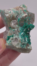 Dioptase and Chrysocolla on Quartz from Omaue, Kaokoveld, Namibia