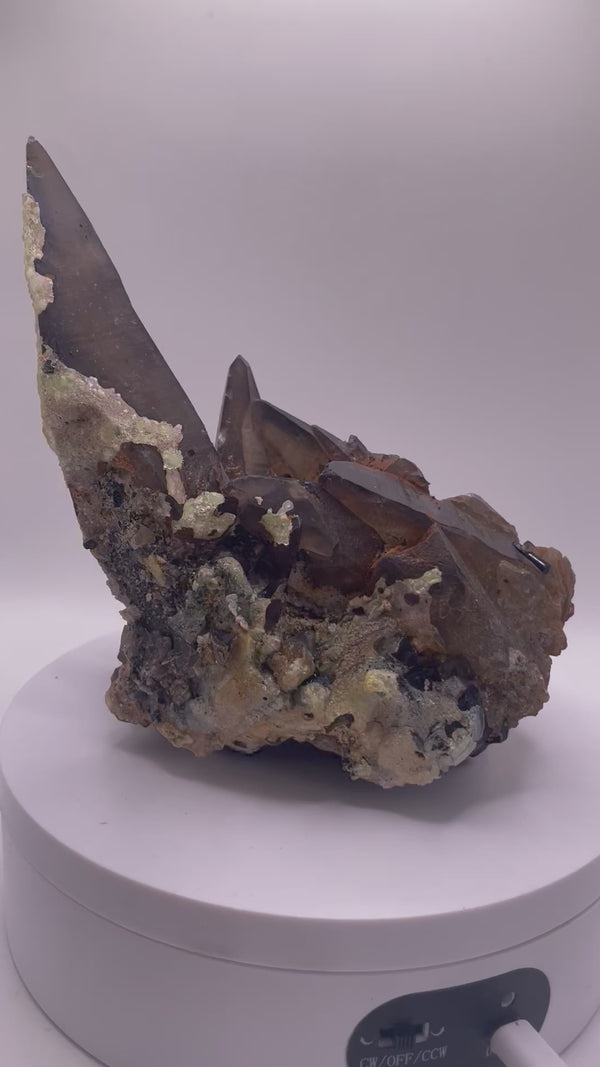 Smoky Quartz with Hyalite Opal and Black Tourmaline from Erongo Mountain, Erongo Region, Namibia