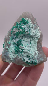 Calcite on Dioptase & Chrysocolla on Quartz from Omaue, Kaokoveld, Namibia