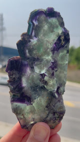 Purple and Green Okorusu Fluorite Slice from the Okorusu Mine, Namibia, Africa.
