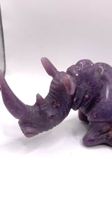 Rhinoceros Figure Shona Sculpture in Lepidolite, from the Chitungwiza Art Centre, Zimbabwe