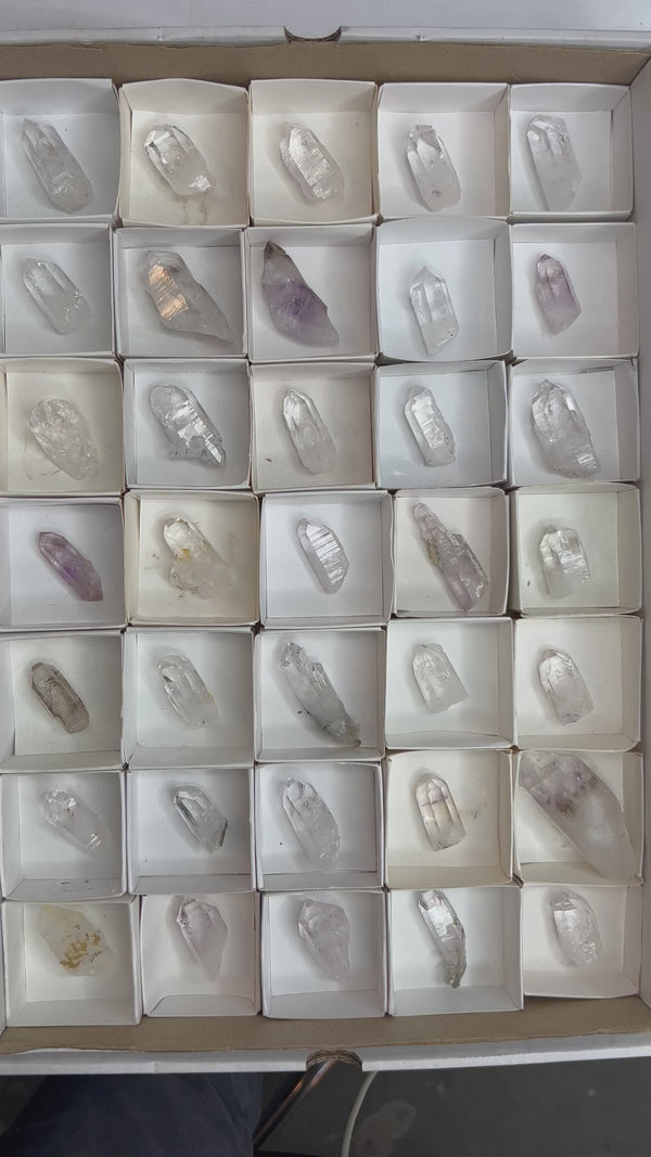 35 Piece Brandberg Quartz Wholesale Flat from the Brandberg District, Goboboseb, Erongo Region, Namibia