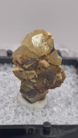 Phenakite on Feldspar with iron staining from Stiepelmann Mine, Klein Spitzkoppe, Erongo Region, Namibia