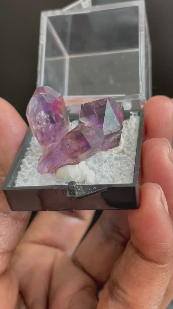Mini Shangaan Amethyst Trio with Double Termination and Twin Scepter from the Chibuku mine, Zimbabwe
