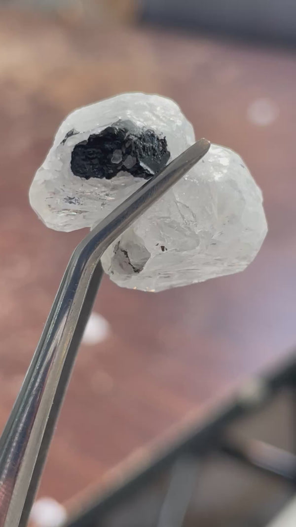 Phenakite with black tourmaline from Okuta-Didan Mine, Jos Plateau, Nigeria