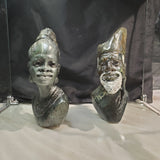 "Chief and his Wife", Serpentine Shona Sculpture Set, by Joe Masoka, from Zimbabwe