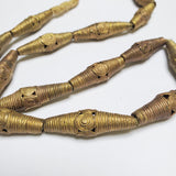 15 Brass Filigree Globe Beads 40 x 10 mm, African Brass Beads, African Jewelry and Jewelry Making Supplies,  Made in Ghana