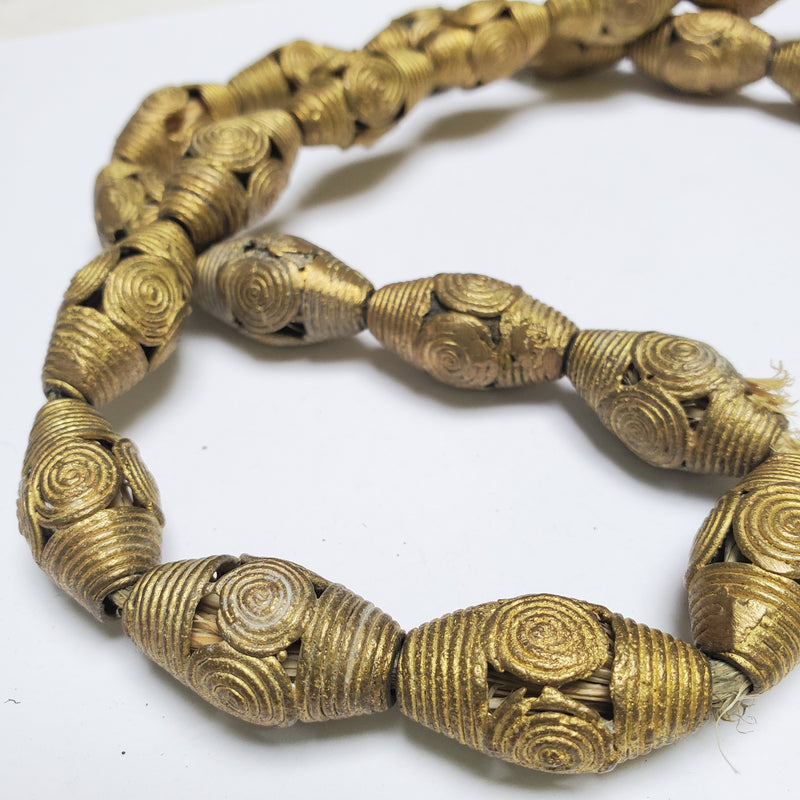 20 Brass Filigree Globe Beads 28 x 15 mm, African Brass Beads, African –  Nharo!