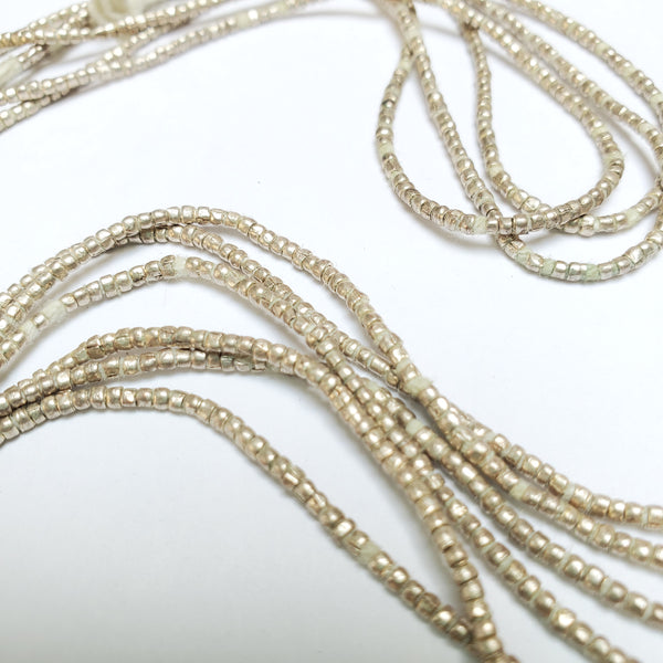 Silver Copper Bead String, Set of 3 Strings, Ethiopian Beads, Handmade African Jewelry