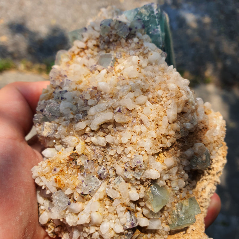 Brandberg Fluorite with milky quartz on feldspar matrix from the Brandberg Mountain