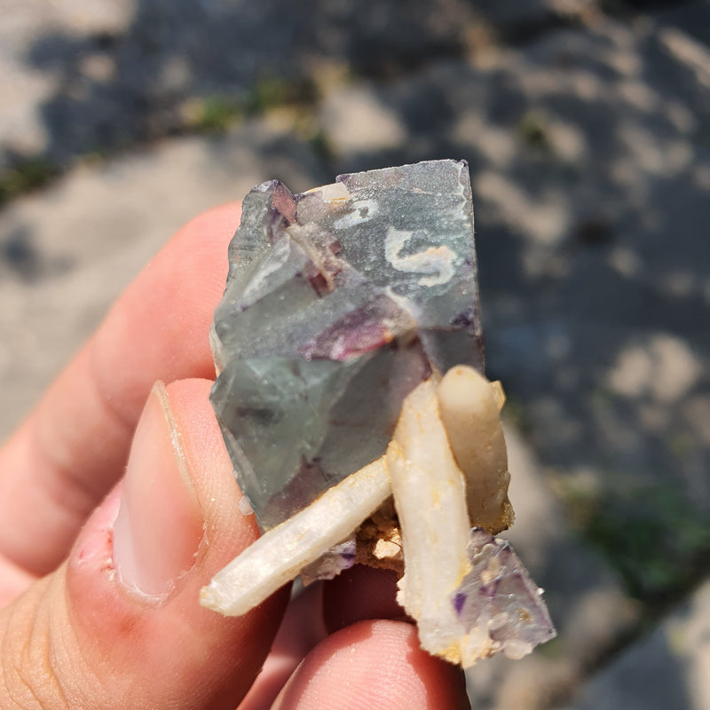 19g Brandberg Fluorite with milky quartz on feldspar matrix from Brandberg Mountain, Erongo, Namibia