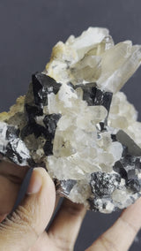 Black Tourmaline and Smoky Quartz with Hyalite, from Erongo Mountain, Erongo Region, Namibia