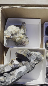 2.376 kg Wholesale Mixed Flat of Black Tourmaline, Smoky Quartz, Feldspar & Hyalite from Erongo Mountain, Erongo Region, Namibia