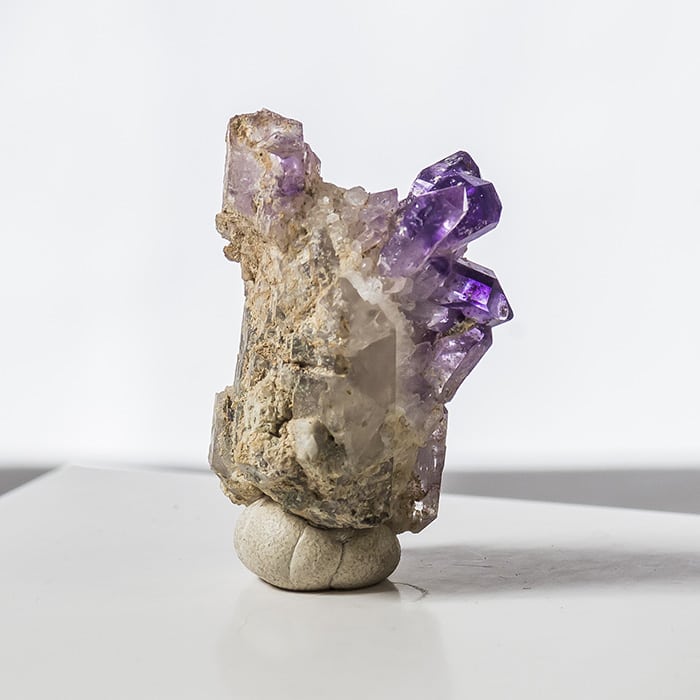 17g Brandberg Quartz Cluster With Deep Amethyst From Namibia