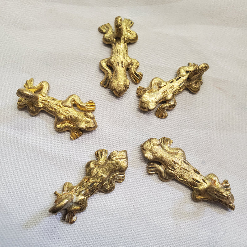 Five Baule Bronze Gecko Pendants, Lost Wax Pendants from Ivory Coast