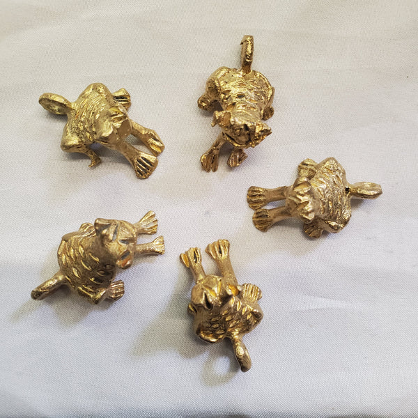 Five Baule Bronze Frog Pendants, Lost Wax Pendants from Ivory Coast