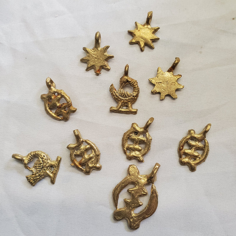 Five Baule Bronze Miscellaneous Pendants, Lost Wax Pendants from Ivory Coast