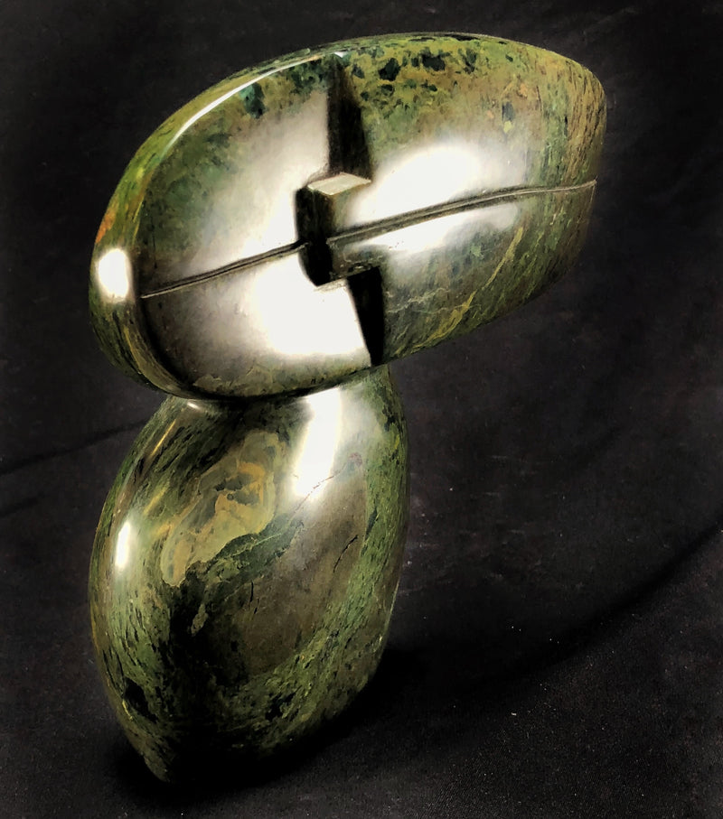 "Thinking About It", abstract in Verdite by Victor Mutongwizo, Shona Sculptor