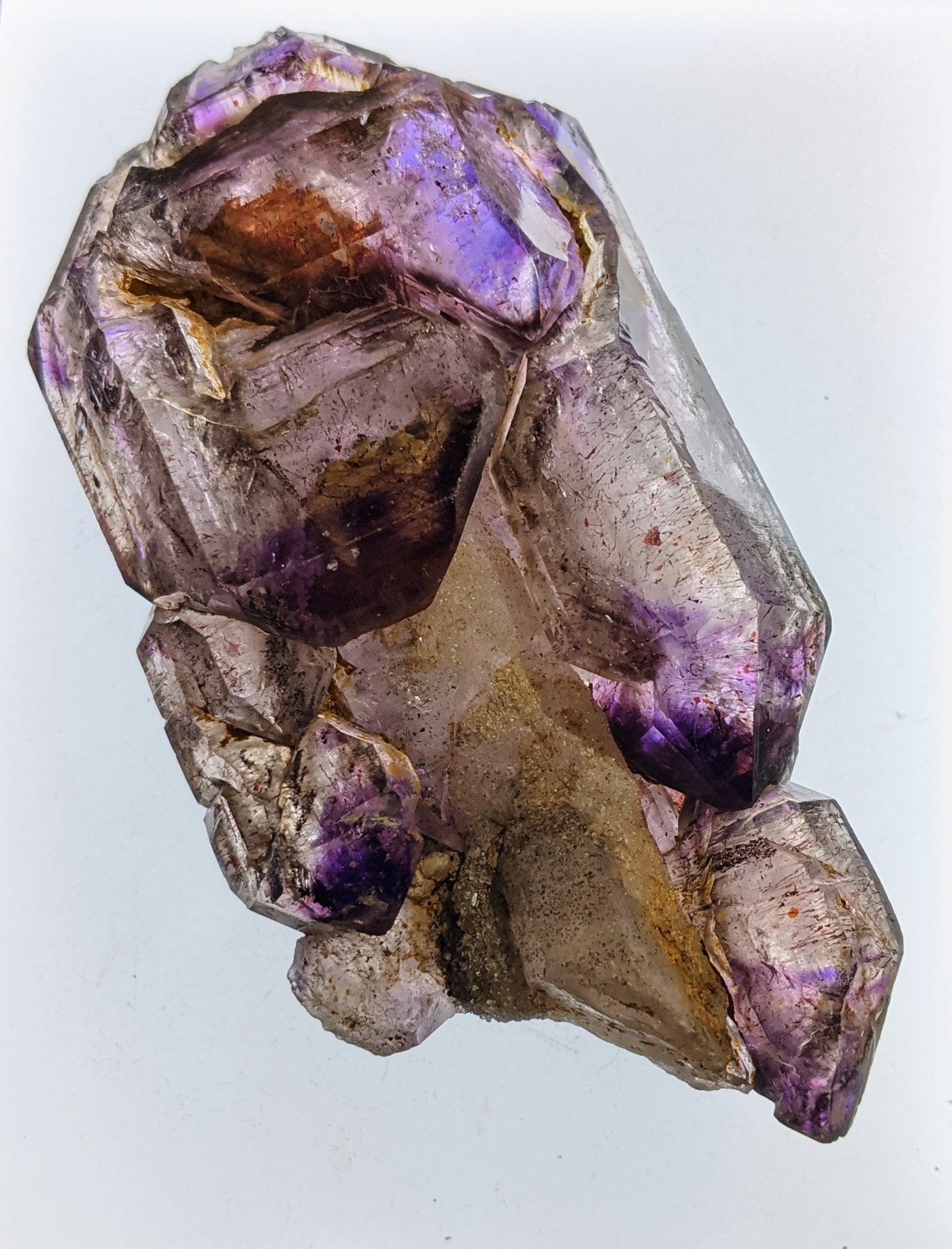 Smokey amethyst scepter with hotsell hematite needles from Chibuku mine Zimbabwe triplet