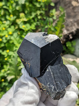 Rich Black Tourmaline with Fluorescent Hyalite Opal, from Erongo Mountain, Erongo Region, Namibia