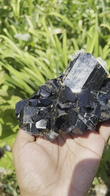 Lustrous Black Tourmaline with Hyalite, from Erongo Mountain, Erongo Region, Namibia