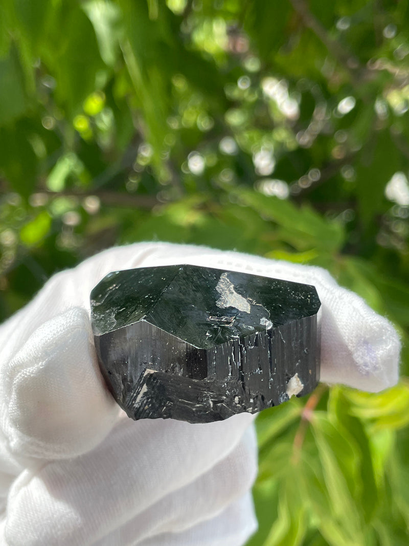 Large Black Tourmaline Crystal with Hyalite Opal, Mineral Specimen from Erongo Mountain, Erongo Region, Namibia