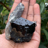 Black Tourmaline Crystal with Smoky Quartz Antenna from Rondekop, Erongo Mountain, Erongo Region, Namibia