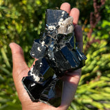 Lustrous Self-Standing Black Tourmaline Crystal with Feldspar, from Erongo Mountain, Erongo Region, Namibia