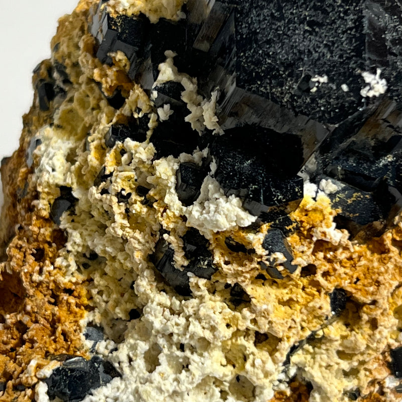 Lustrous Black Tourmaline Crystal with Hyalite on Matrix, from Erongo Mountain, Erongo Region, Namibia