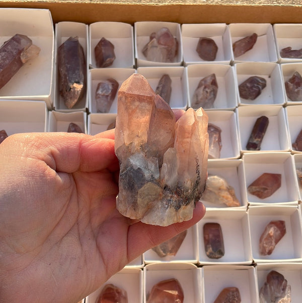 938g Lot of 42 Ishuko Red Phantom Quartz, Hematite included Quartz from the Central Province of Zambia