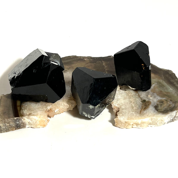Set of 3 Lustrous Black Tourmaline, from Erongo Mountain, Erongo Region, Namibia
