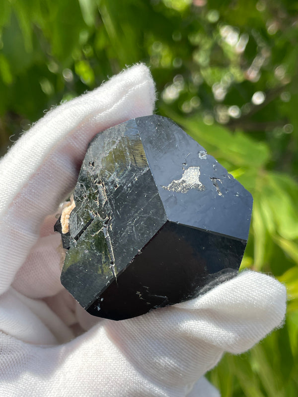 Large Black Tourmaline Crystal with Hyalite Opal, Mineral Specimen from Erongo Mountain, Erongo Region, Namibia