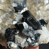 Black Tourmaline and Smoky Quartz with Hyalite, from Erongo Mountain, Erongo Region, Namibia