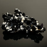 Black Tourmaline Crystal with Hyalite and Feldspar, from Erongo Mountain, Erongo Region, Namibia