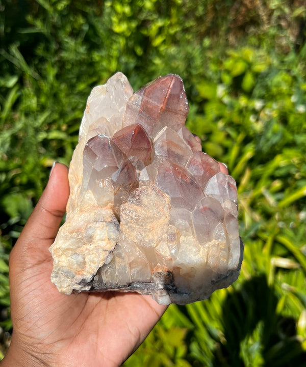 Gorgeous Self-Standing Ishuko Red Phantom Quartz, Hematite included Quartz from the Central Province of Zambia