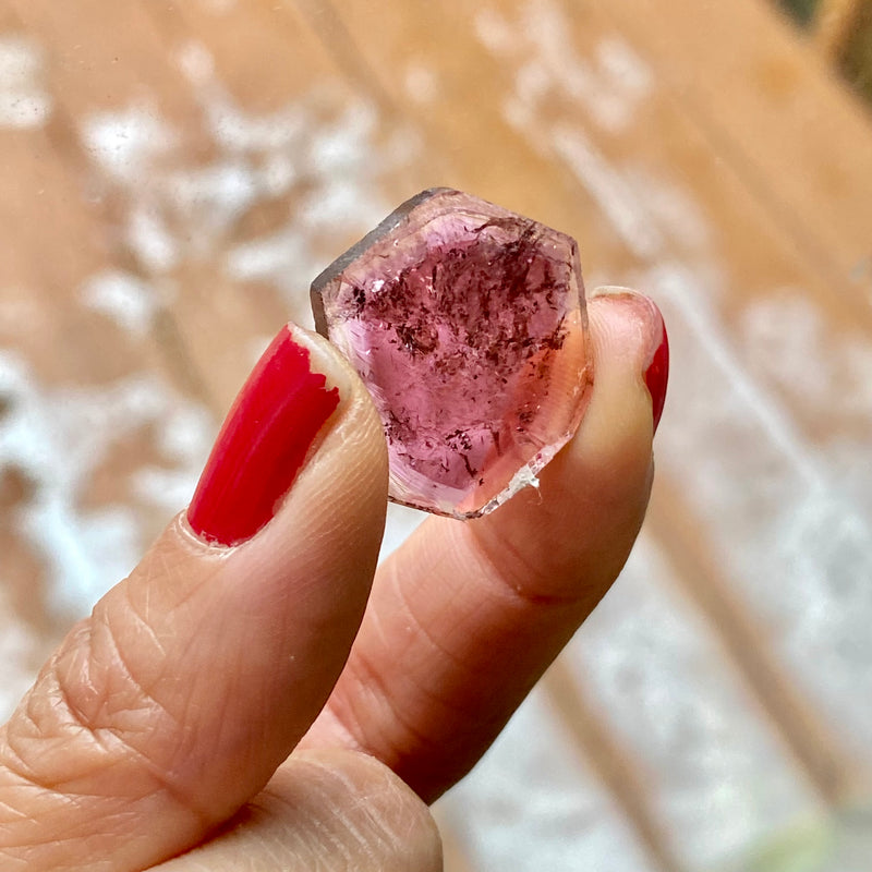 13.6 ct Pink Liddicoatite Slice, Rare Tourmaline from Antsirabe, Madagascar