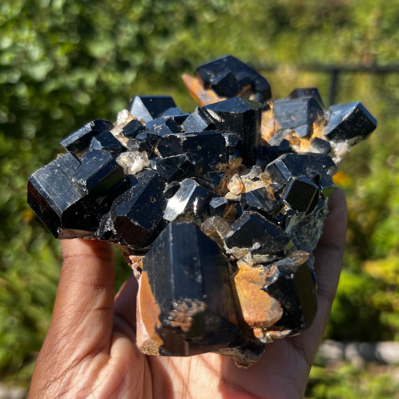 Black Tourmaline in on sale Pink Feldspar with Smoky Quartz Tower