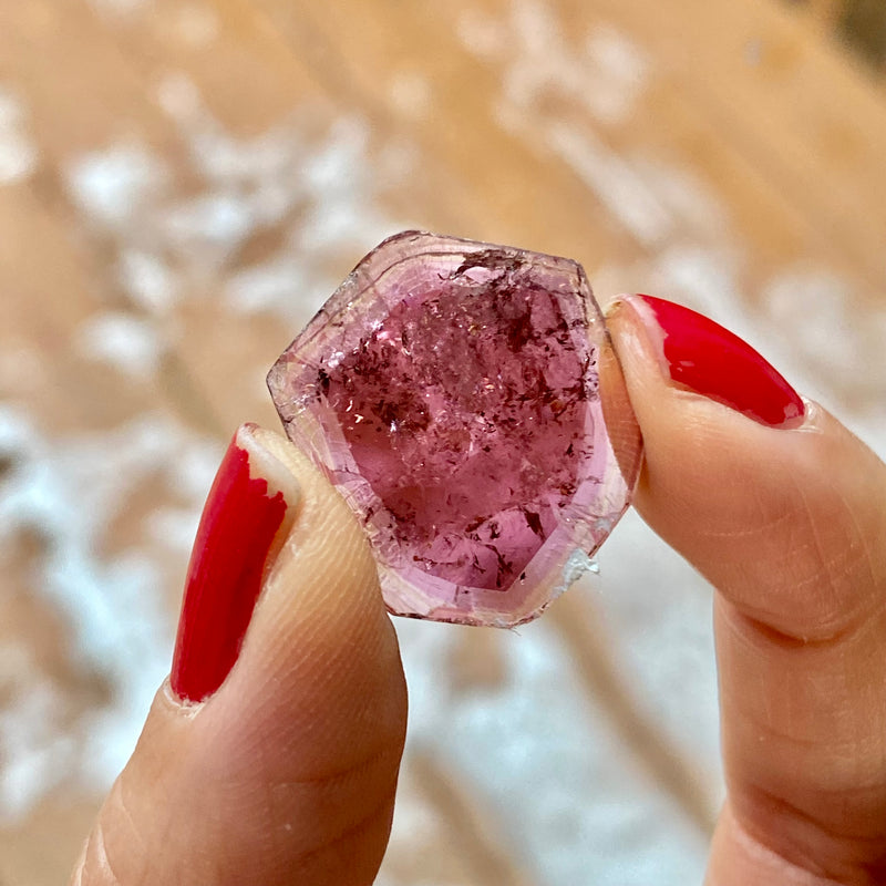 13.6 ct Pink Liddicoatite Slice, Rare Tourmaline from Antsirabe, Madagascar