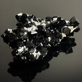 Black Tourmaline Crystal with Hyalite and Feldspar, from Erongo Mountain, Erongo Region, Namibia