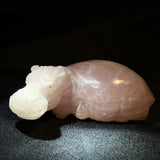 Hippo Sculpture, Rose Quartz from Zimbabwe