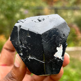 Lustrous Black Tourmaline Crystal with Hyalite, from Erongo Mountain, Erongo Region, Namibia