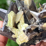 Gorgeous Self-Standing Smoky Quartz with Black Tourmaline and Hyalite, Rondekop, Erongo Mountain, Erongo Region, Namibia