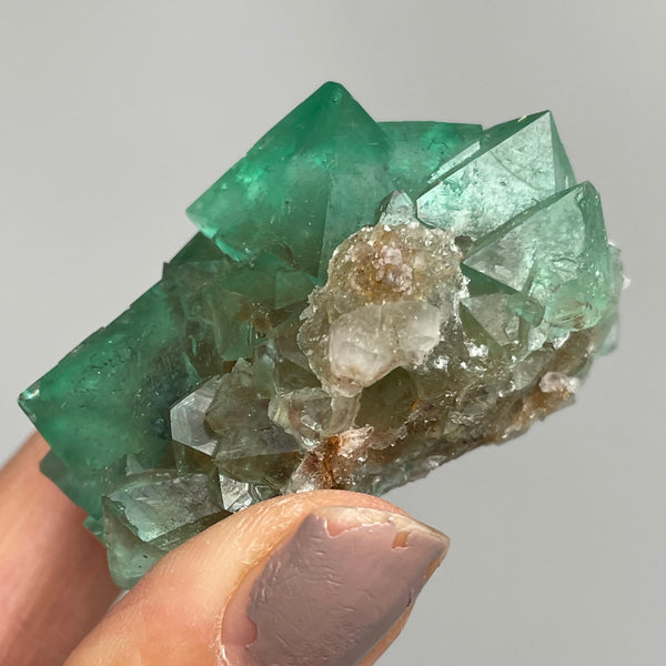 Green Fluorite with Quartz from Riemvasmaak, Namaqualand, Witbank Region, South Africa