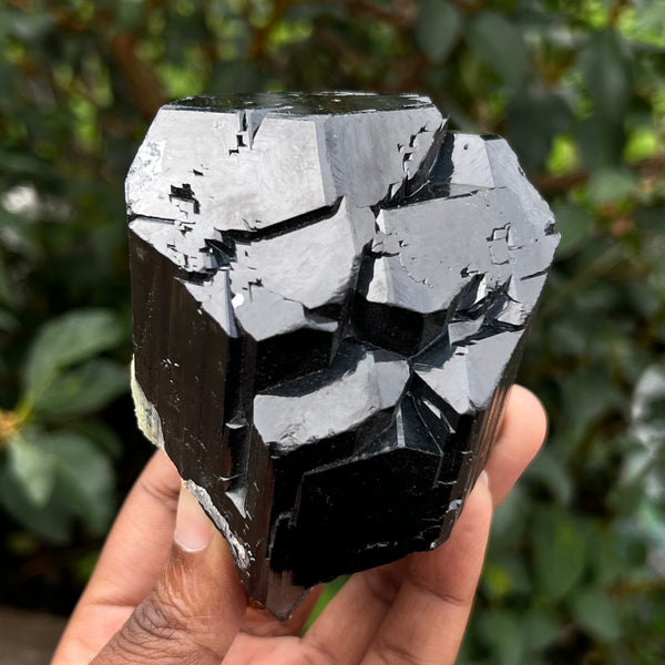 Lustrous Black Tourmaline Crystal with Hyalite, from Erongo Mountain, Erongo Region, Namibia